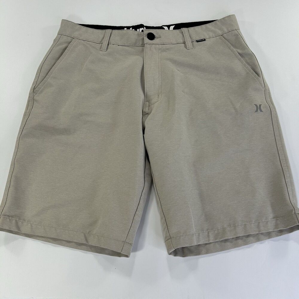 Hurley Shorts Mens 32 Khaki Tan Flat Front Casual Skate Surf Cotton Chino